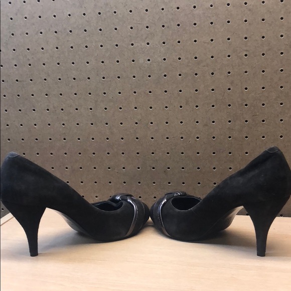 DKNYC Alicia Chocolate Suede Open Toe Heels sz 7.5 - Picture 5 of 8